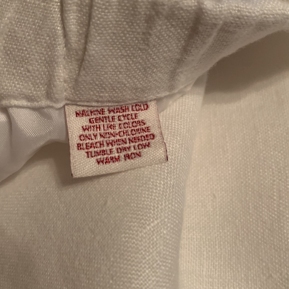 JM Collection 100% White Lined Linen Elastic Waist Capris - Picture 8 of 8